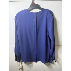NWT Vintage Rena Rowan for Saville Royal Blue Long Sleeve Blouse Size 8